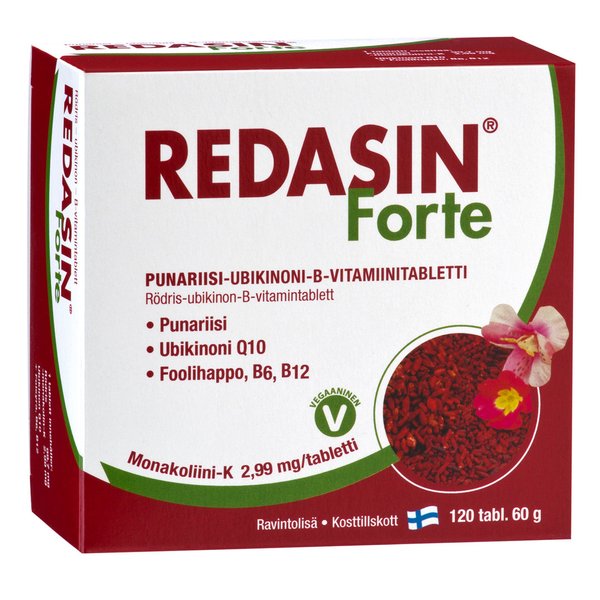 Redasin® Forte – Punariisi-ubikinoni-B-vitamiinitabletit 120tabl