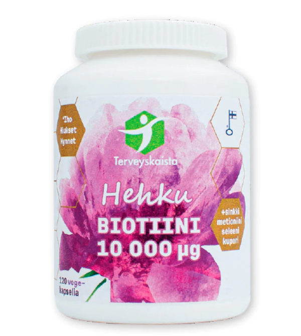 Hehku Biotiini 10 000 µg + Sinkki + Metioniini + Kupari + Seleeni 120 vegekaps